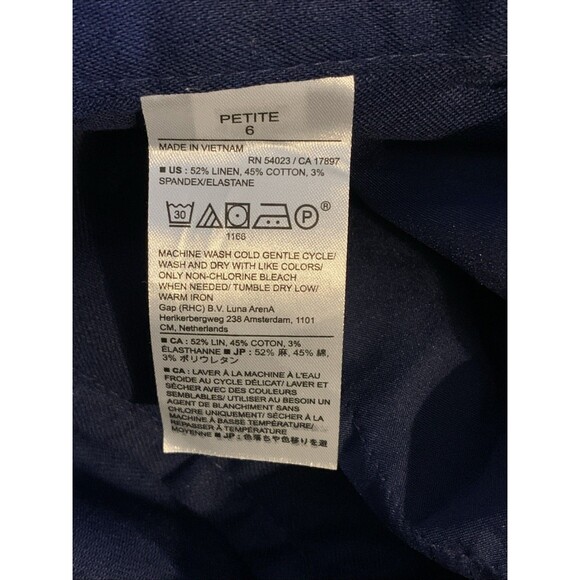 Banana Republic Linen Blend Pant Wide Leg Pleated Navy High-Rise Size 6 Petite - Picture 8 of 12